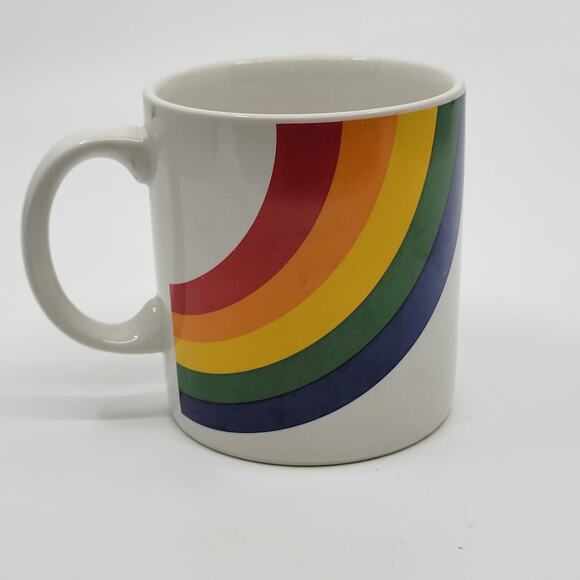 Vintage 80s Rainbow Coffee Mug FTDA Made in Korea Classic 1980's Pride - Picture 1 of 6